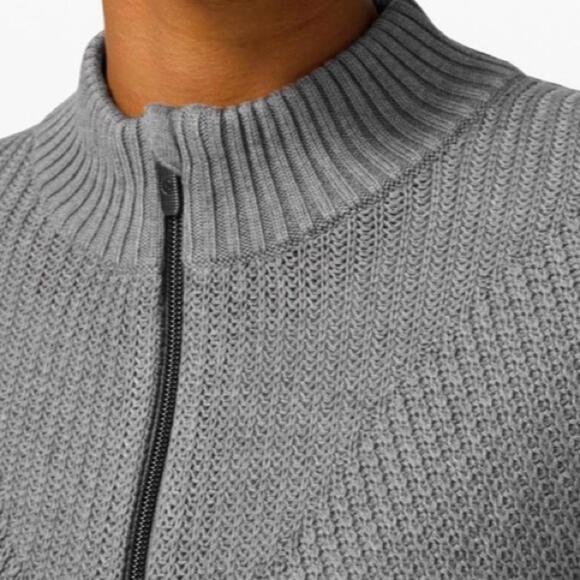 Gray Knit Zip-Up Poncho‎ Cape Women Lululemon softer still wrap M/L gray EUC - Picture 5 of 11